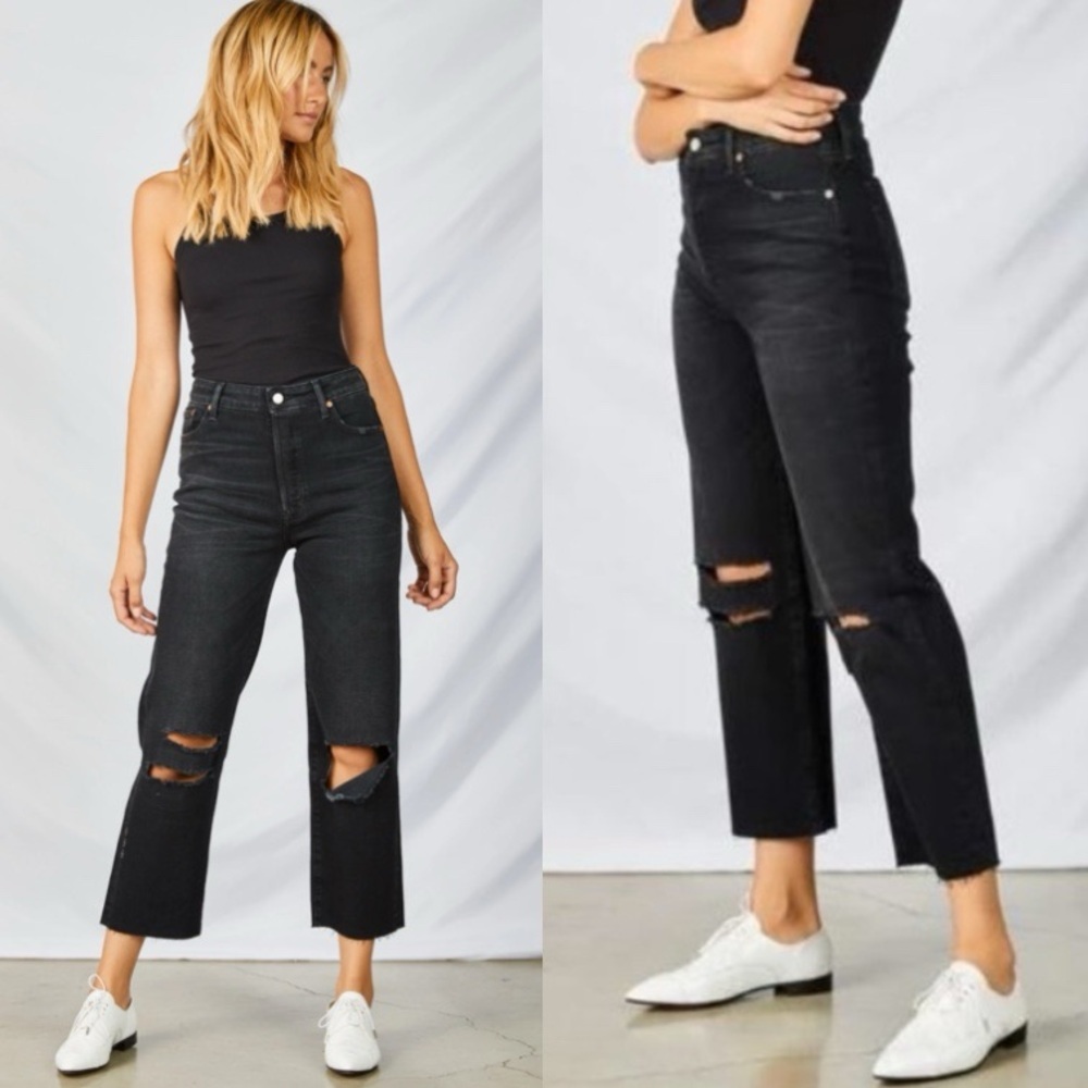 ÉTICA Tyler Boy Distressed Straight Ankle Raw Ziggy Denim Jeans